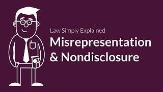 Misrepresentation and Nondisclosure  Contracts  Defenses amp Excuses [upl. by Hsevahb966]