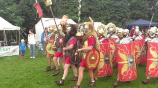 Roman Reenactment at the Amphitheatre in Caerleon Marching In [upl. by Tattan779]