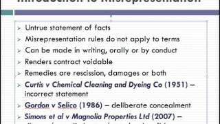 Misrepresentation Lecture 1 of 4 [upl. by Seidel]